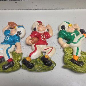 Vintage 1973 Chalkware Football Figurines - Set of 3
